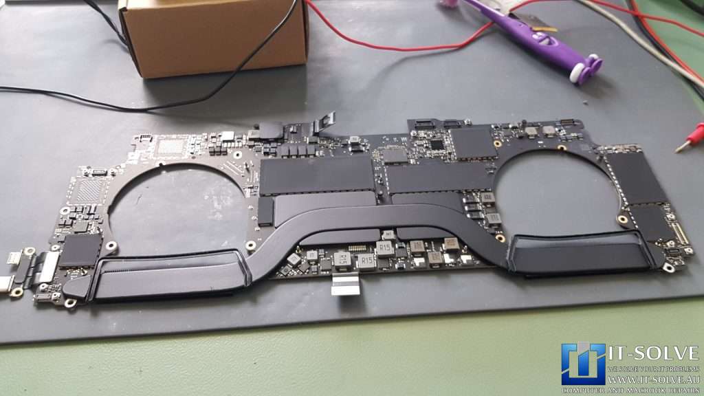 A1990 Macbook Pro Logic Board ready to replace the shorted capacitor